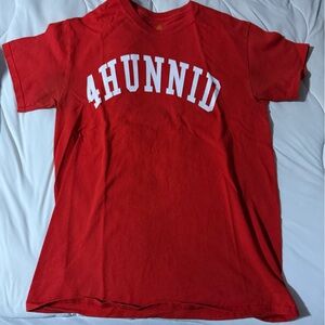 4Hunnid Red Graphic Tee with White '4HUNNID' Lettering